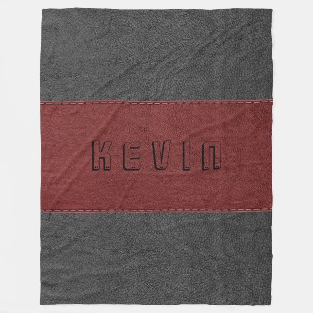 Combination Of Red And Black Leather Fleece Blanket (Front)