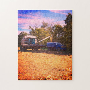 Combine During Fall Harvest Jigsaw Puzzle