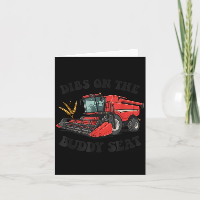Combine Harvester Dibs On The Buddy Seat Kids Todd Card (Front)