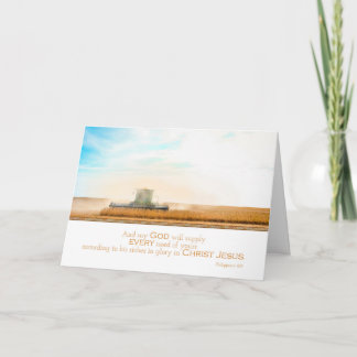 Combine Harvests Wheat Philippians Encouragement Card