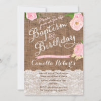 combined Baptism and Birthday invite for a girl