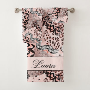 Combined, ethnic, African Bath Towel Set