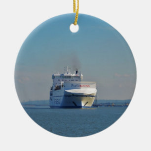 Combined Ferry And Container Ship Ceramic Ornament