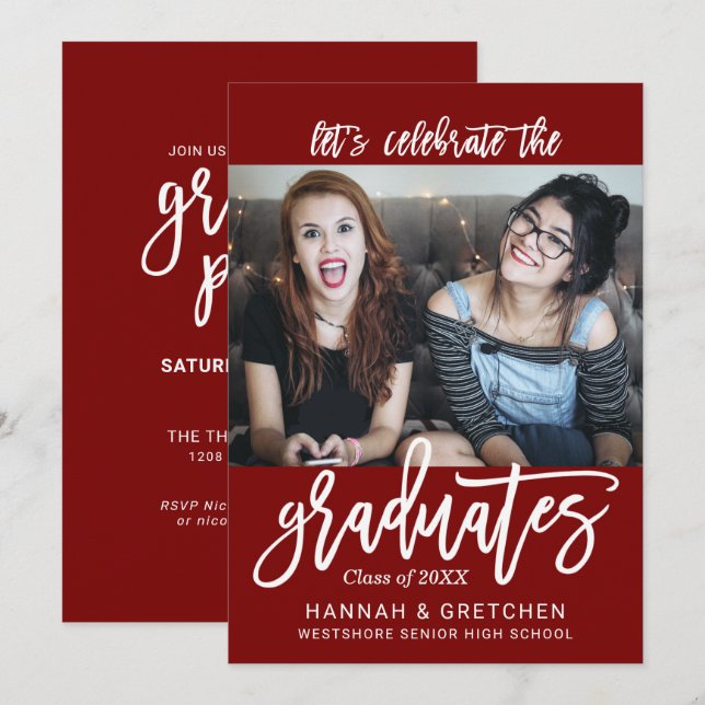 Combined Graduation Party Invitation (Front/Back)