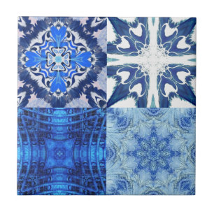 Combined set of blue navy white geometric abstract tile