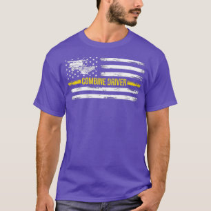 Combines Harvester Driver I American Flag Combine T-Shirt