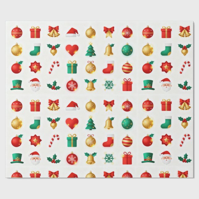 Combining the vibrant Christmas icons  Wrapping Paper (Flat)