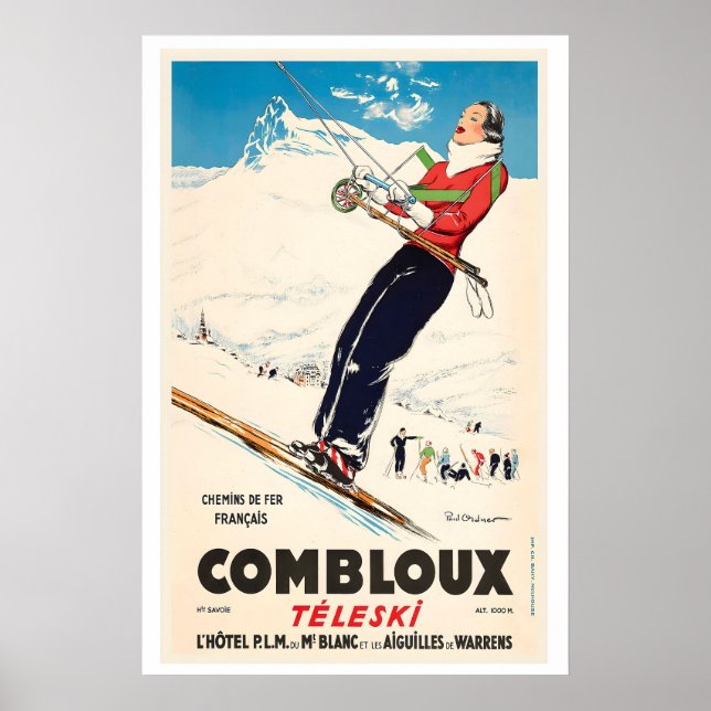 Comblou Ski Lift France Vintage Ski Poster (Front)