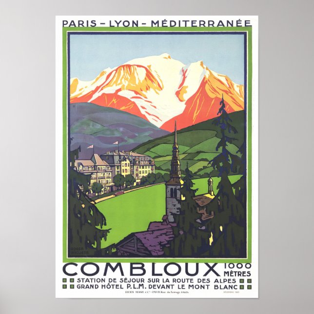 Combloux France vintage travel Poster (Front)