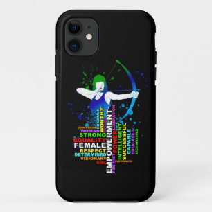 Combo Female Archer and Strong Women Word Cloud iPhone 11 Case