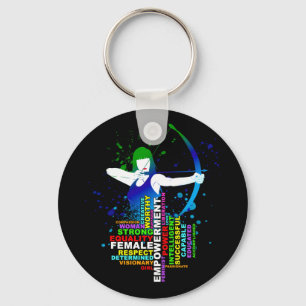 Combo Female Archer and Strong Women Word Cloud Keychain