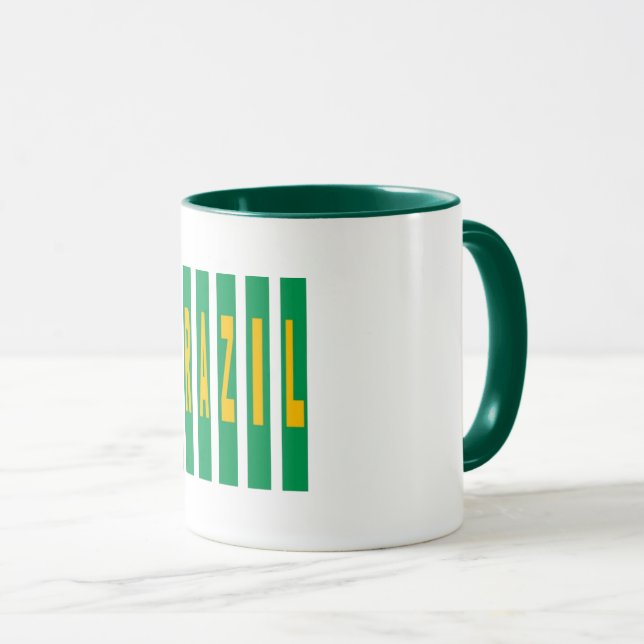 Combo mug blanc vert DESIGN  BRAZIL (Devant droit)