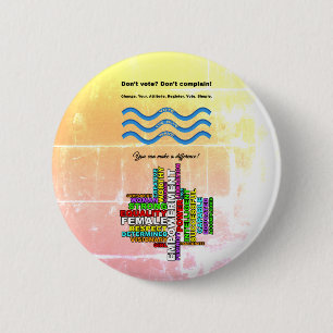 Combo Vote Blue Strong Women Word Cloud 2 Inch Round Button
