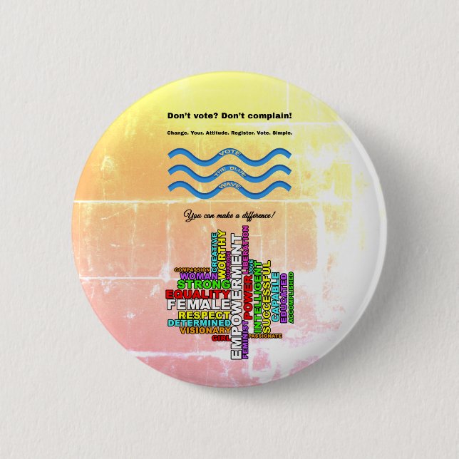 Combo Vote Blue Strong Women Word Cloud 2 Inch Round Button (Front)