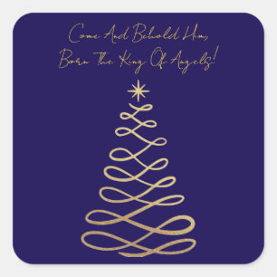 Come And Behold Him Christmas Square Stickers