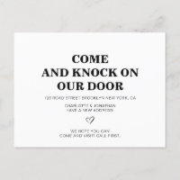 Come and Knock Our Door Black Simple New Address 