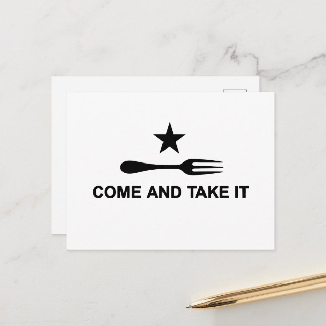 Come and Take it Fork Postcard (Front/Back In Situ)