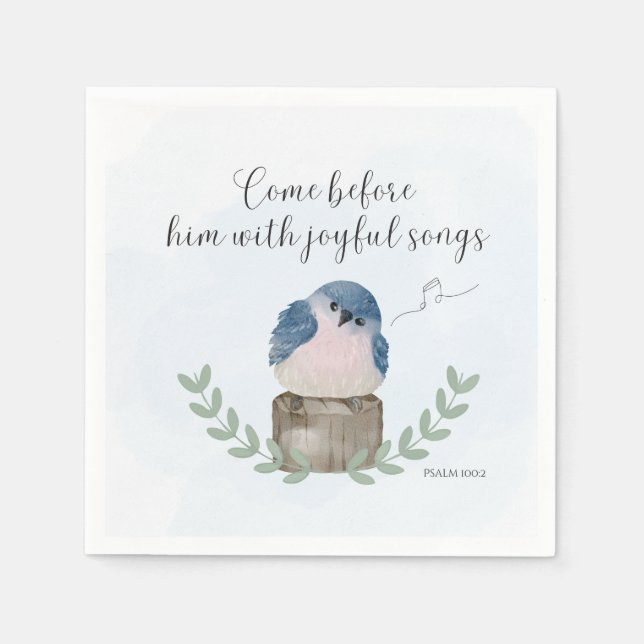 Come before him with joyful songs, Religious Gifts Napkin (Front)