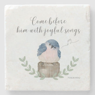 Come before him with joyful songs, Religious Gifts Stone Coaster