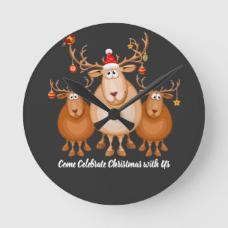 Come Celebrate Christmas with Us by premora Round Clock