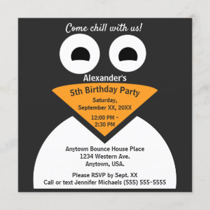 Come Chill Penguin Children's Birthday Party Invitation