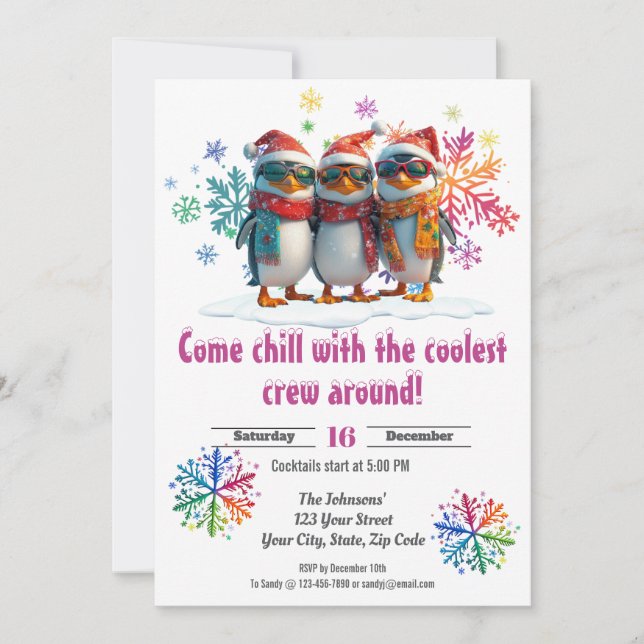 Come Chill with the Coolest Crew Around Christmas Invitation (Front)