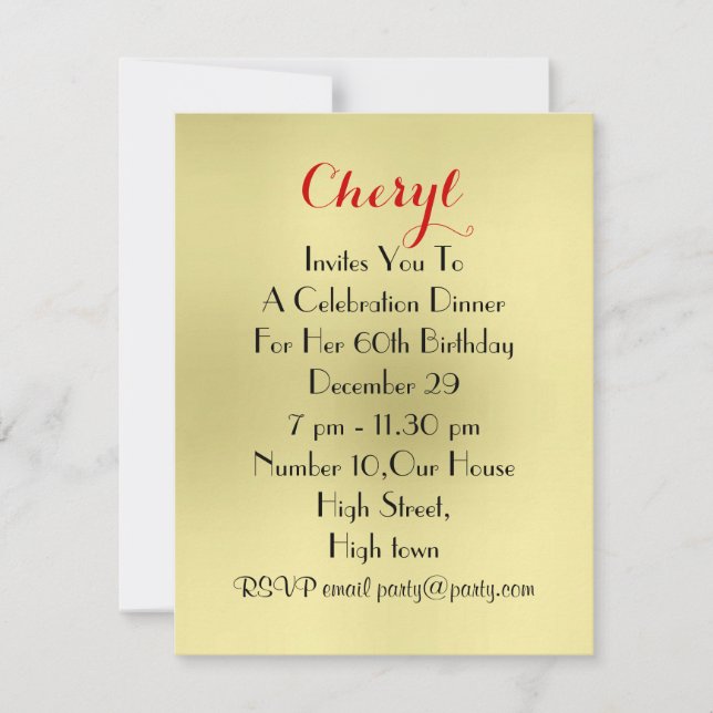 Come Dine With Me Dinner Party Place Setting Invitation (Front)