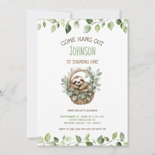 Come Hang Out Sloth Party Birthday  Invitation
