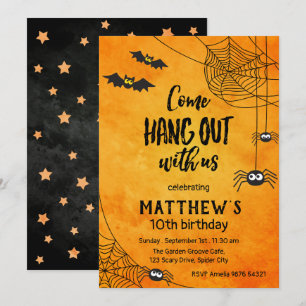 Come Hang Out With Us   Halloween Birthday Invitation