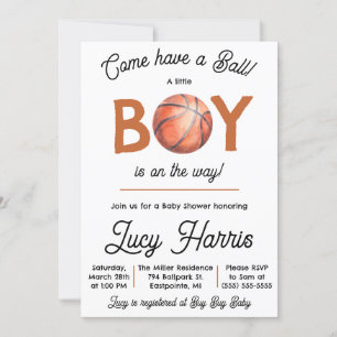 Come Have a Ball! Baby Boy Basketball Baby Shower Invitation