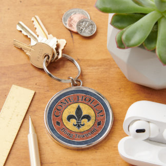 Come Holla! Fleur-de-lis Circle Logo Keychain