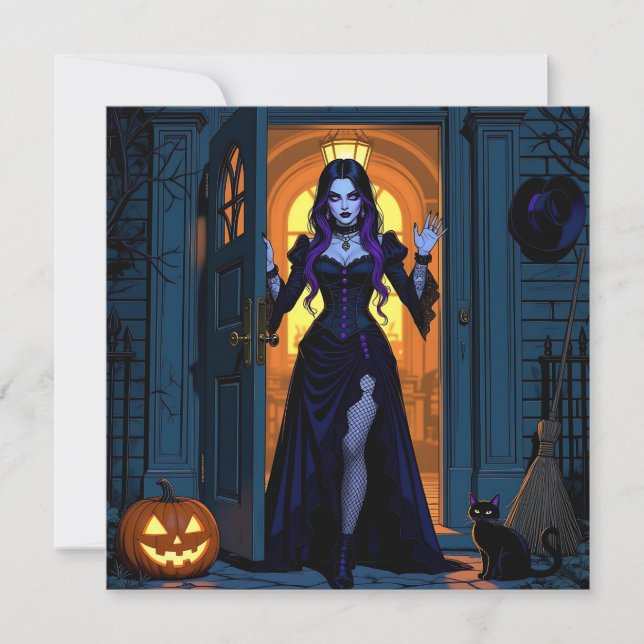 Come In if you Dare | Wicked Witch Halloween Party Invitation (Front)