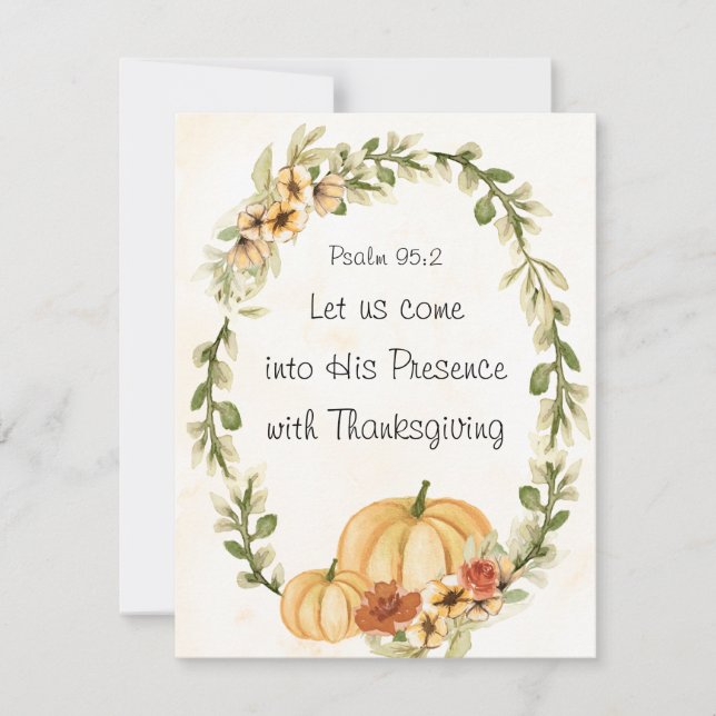 Come Into His Presence With Thanksgiving Flat Card (Front)