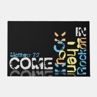 Come, knock, then rock on in,  big black doormat