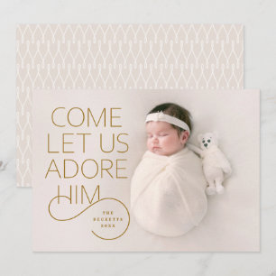 Come Let Us Adore Him full-bleed Christmas photo  Invitation