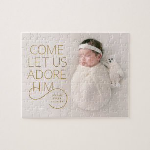 Come Let Us Adore Him full-bleed Christmas photo  Jigsaw Puzzle