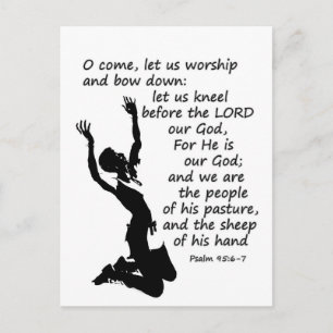 come let us worship and kneel down postcard