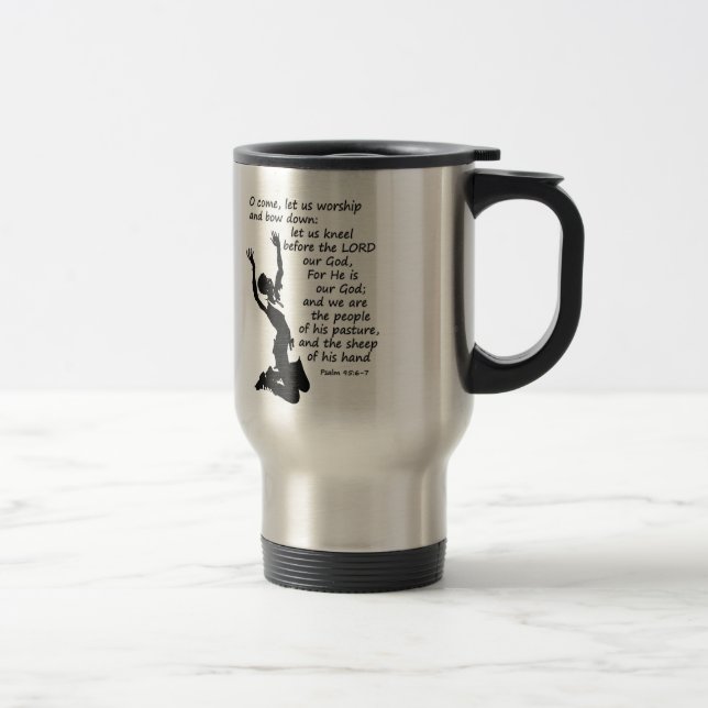 come let us worship and kneel down travel mug (Right)