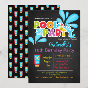 Come Make a Splash Pool Party Birthday Invitation