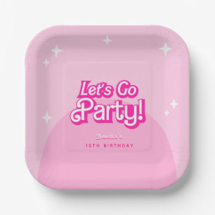 Come On Baby Let's Go Party pink Birthday  Paper Plate