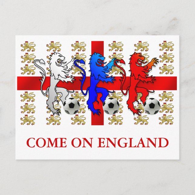 Come On England Three Lions Postcard (Front)
