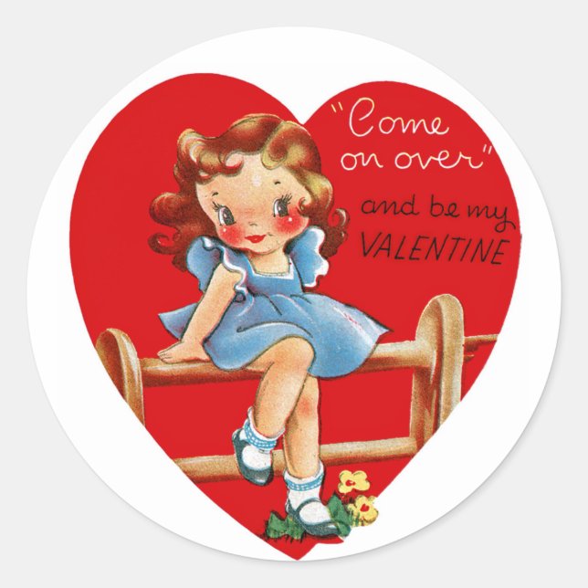 Come on Over and be my Valentine! Classic Round Sticker (Front)