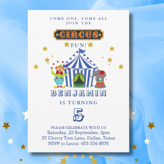 Come One Come All Big Top Circus Birthday Party Invitation