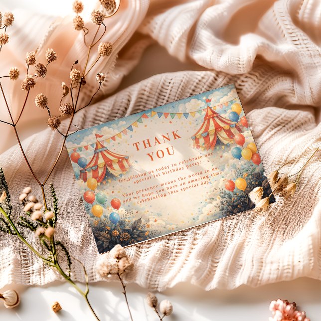 Come One Come All Circus Birthday Thank You Card (Creator Uploaded)