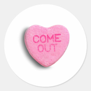 Come Out Candy Heart Classic Round Sticker