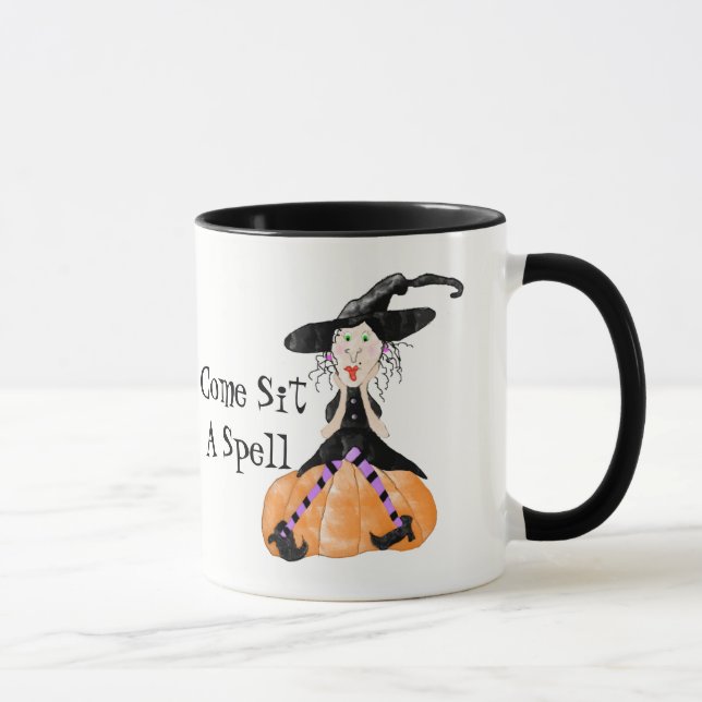 Come Sit A Spell Witch Halloween Mug (Right)