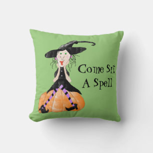 Come Sit A Spell Witch Halloween Pillow