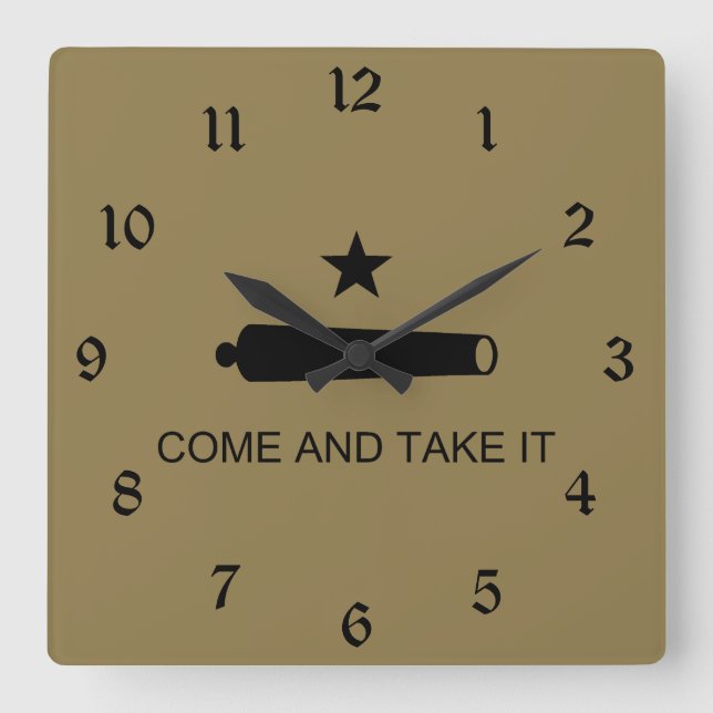 Come & Take It! Texas State battle Flag Square Wall Clock (Front)