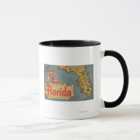 Come to Florida Map of the State, Pin-Up Girl
