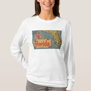 Come to Florida Map of the State, Pin-Up Girl T-Shirt